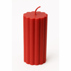 Silindir Tırtıklı Mum - KIRMIZI