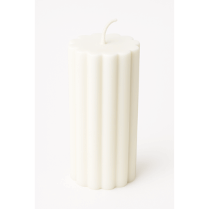 Silindir Tırtıklı Mum - BEYAZ